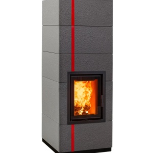 Medium - Soba pe lemne cu acumulare, din maiolica - 8,2 kW, model gri MD 036