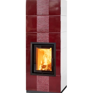 Medium - Soba pe lemne cu acumulare, din maiolica - 8,2 kW, model rosu MD 018