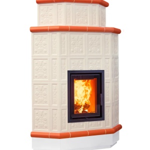 Olimpia 5 Levels - Soba pe lemne cu acumulare, din maiolica - 8,2 kW, model caramiziu OL 022