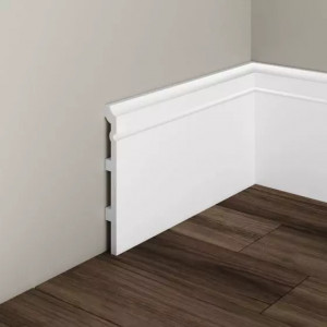 Plinta de podea decorativa Manavi S25 din polimer rigid 16x1.5x200 cm