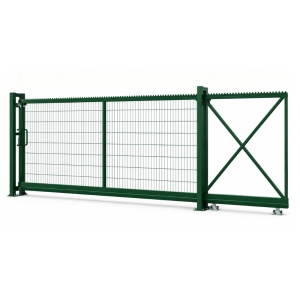 Poarta culisanta DUOS 2 x 5 m, panou 2D 5/4/5 mm, verde