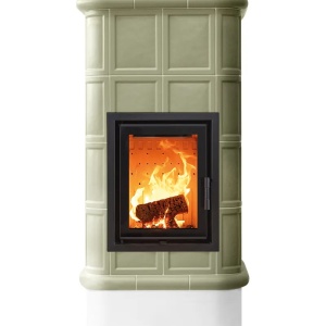 Quadra 4 Levels - Soba pe lemne cu acumulare, din maiolica - 8,2 kW, model verde QD 106