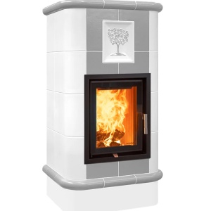 Quadra 4 Levels - Soba pe lemne cu acumulare, din maiolica - 8,2 kW, model gri QD 075