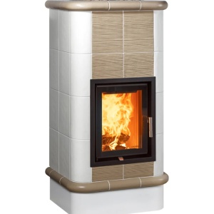 Quadra 4 Levels - Soba pe lemne cu acumulare, din maiolica - 8,2 kW, model bej QD 014