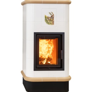 Quadra 4 Levels - Soba pe lemne cu acumulare, din maiolica - 8,2 kW, model bej QD 121