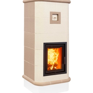 Quadra 5 Levels - Soba pe lemne cu acumulare, din maiolica - 8,2 kW, model bej QC  034