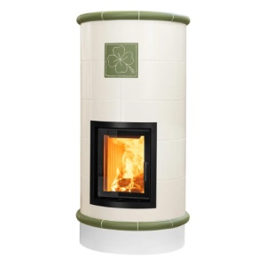 Rondo 5 Levels - Soba pe lemne cu acumulare, din maiolica - 8,2 kW, model verde