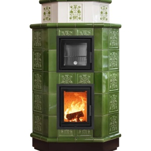 Souffle - Soba pe lemne cu acumulare si cuptor, din maiolica - 8,6 kW SF 016