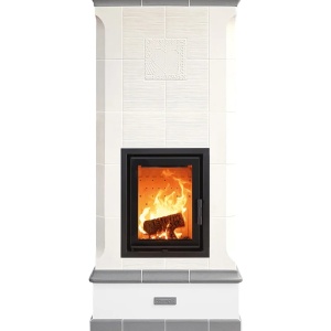Vega - Soba pe lemne cu acumulare, din maiolica - 8,3 kW, model gri VG 029