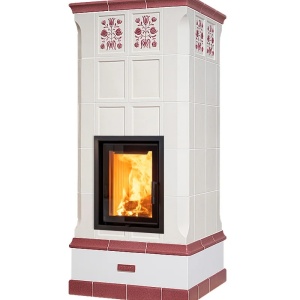 Vega - Soba pe lemne cu acumulare, din maiolica - 8,3 kW, model rosu VG 022