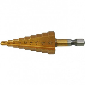 Burghiu metal HSS titanat in trepte 4-20 mm