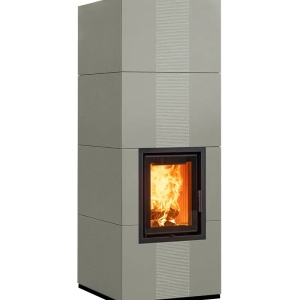 Maxi - Soba pe lemne cu acumulare, din maiolica - 8,3 kW, model gri MX 035