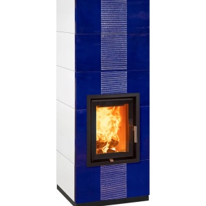 Medium - Soba pe lemne cu acumulare, din maiolica - 8,2 kW, model albastru MD 011