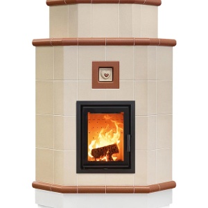 Olimpia 5 Levels - Soba pe lemne cu acumulare, din maiolica - 8,2 kW, model caramiziu OL 007