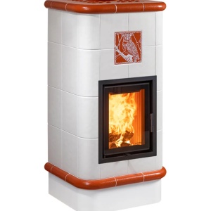 Quadra 4 Levels - Soba pe lemne cu acumulare, din maiolica - 8,2 kW, model rosu QD 020