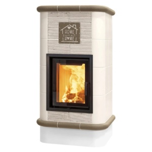 Quadra 4 Levels - Soba pe lemne cu acumulare, din maiolica - 8,2 kW, model bej