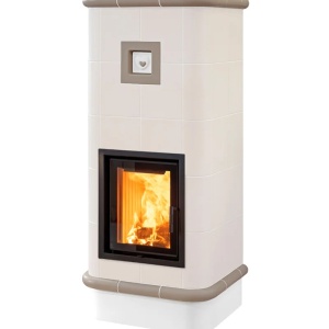 Quadra 5 Levels - Soba pe lemne cu acumulare, din maiolica - 8,2 kW, model bej QC 009