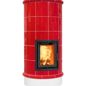 Rondo 5 Levels - Soba pe lemne cu acumulare, din maiolica - 8,2 kW, model rosu RC 020