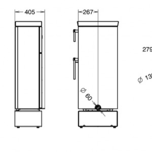 Soba pe lemne Thermorossi Zen O 7,7 kW dimensiuni
