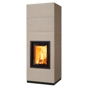 Medium - Soba pe lemne cu acumulare, din maiolica - 8,2 kW, model bej