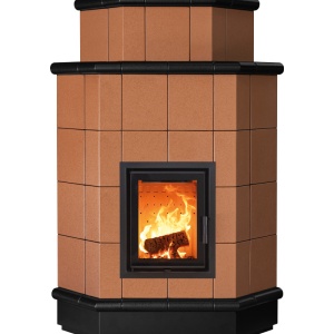Olimpia 5 Levels - Soba pe lemne cu acumulare, din maiolica - 8,2 kW, model caramiziu OL 033
