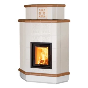 Olimpia 5 Levels - Soba pe lemne cu acumulare, din maiolica - 8,2 kW, model caramiziu