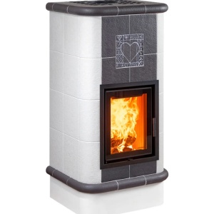Quadra 4 Levels - Soba pe lemne cu acumulare, din maiolica - 8,2 kW, model gri QD 005