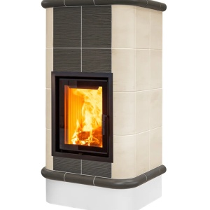 Quadra 4 Levels - Soba pe lemne cu acumulare, din maiolica - 8,2 kW, model gri QD 095