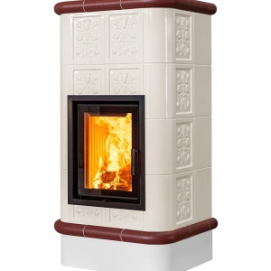 Quadra 4 Levels - Soba pe lemne cu acumulare, din maiolica - 8,2 kW, model rosu QD 102