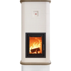 Quadra 5 Levels - Soba pe lemne cu acumulare, din maiolica - 8,2 kW, model bej QC 051