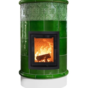 Rondo 4 Levels - Soba pe lemne cu acumulare, din maiolica - 8,2 kW, model verde RN 019