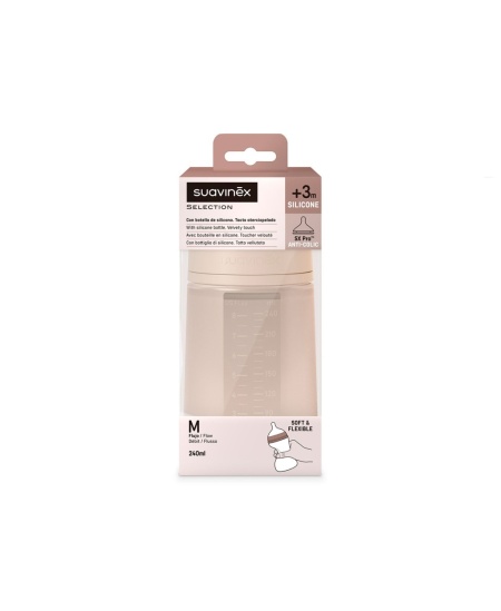 Biberon din silicon, 240ml, Colour Essence SX Pro debit mediu, nude - Img 2