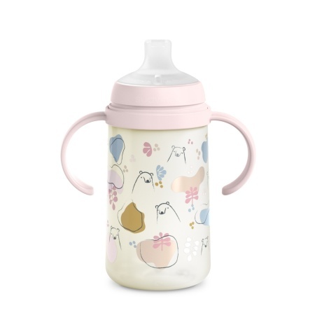 Cana cu mustiuc din silicon, 270 ml, Bears, roz, Suavinex - Img 2