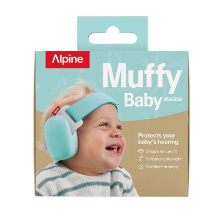 Casti antifonice pentru bebelusi si copii pana la 4 ani, ofera protectie auditiva, SNR 24, ALPINE Muffy Fresh Aqua, ALP20157 - Img 2