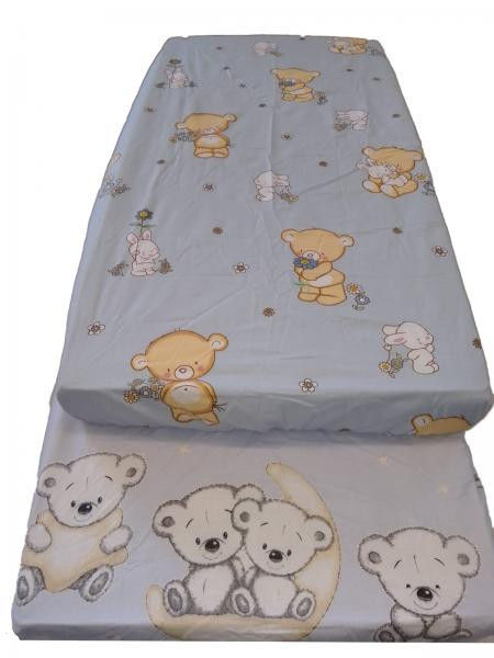 Cearceaf Imprimat cu Elastic Albastru 120X60 - Img 3
