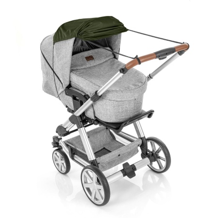 Copertina solara carucior copii, protectie UV UPF 80+, parasolar universal reglabil, protectie vant si ploaie usoara, prindere elastica universala, montare rapida, verde, Reer ShineSafe 84313 - Img 11