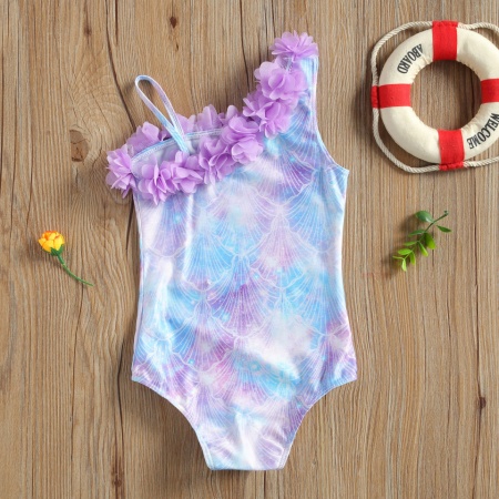 Costum de baie Sirena cu floricele aplicate Drool - Img 4