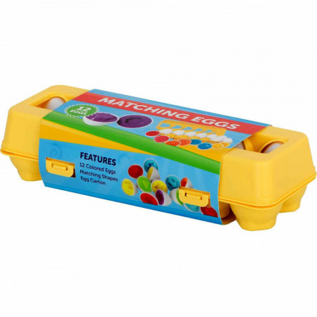 Joc educativ Matching eggs, Set 12 oua pentru invatarea formelor si culorilor Ikonka IK17739 - Img 3