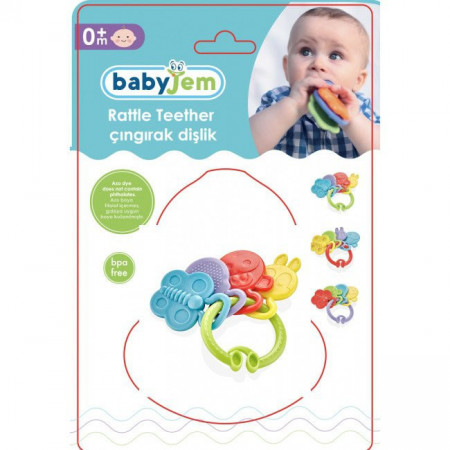 Jucarie dentitie BabyJem Rattle Teether (Culoare: Verde) - Img 4