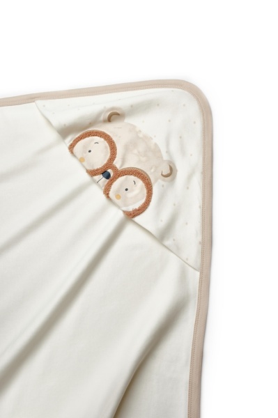 Paturica cu gluga pentru nou nascut, 100% bumbac organic, TeddyBear, BabyCosy - Img 4