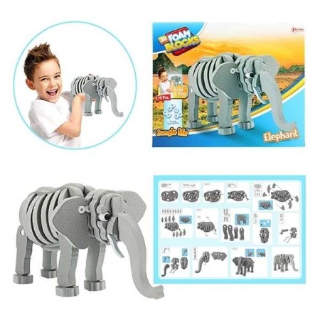 Puzzle 3D Spuma Elefant 75 piese Toi-Toys TT43545A - Img 3