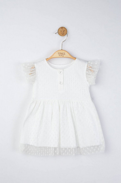 Rochita eleganta cu tulle pentru fetite, Tongs baby (Culoare: Ecru, Marime: 9-12 luni) - Img 2