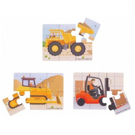 Set 3 puzzle din lemn - Vehicule pentru constructii - Img 4