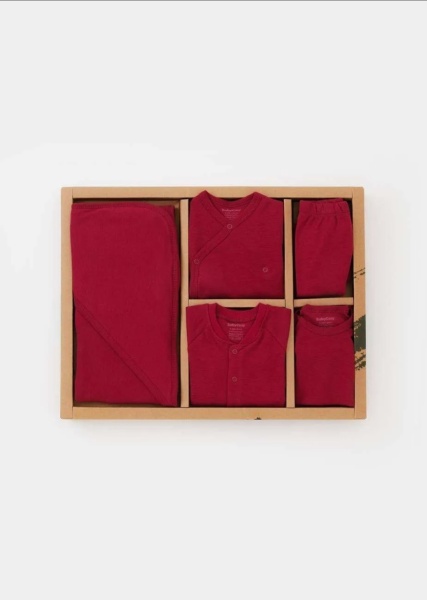 Set de 10 piese pentru nou nascut - 100% bumbac organic - Rosu, BabyCosy - Img 5