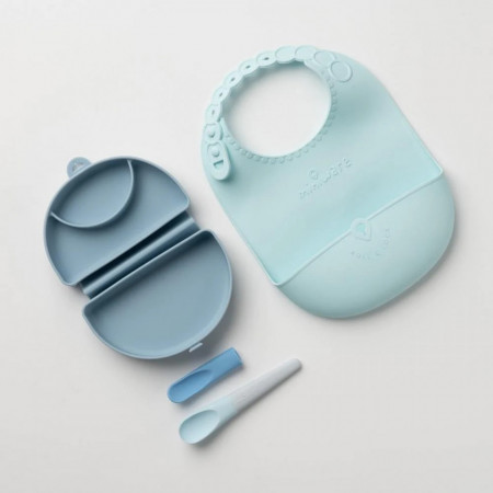Set diversificare hrana bebelusi Miniware Sili Mini GO, 100% din materiale naturale biodegradabile, 3 piese, Blue Banana - Img 4