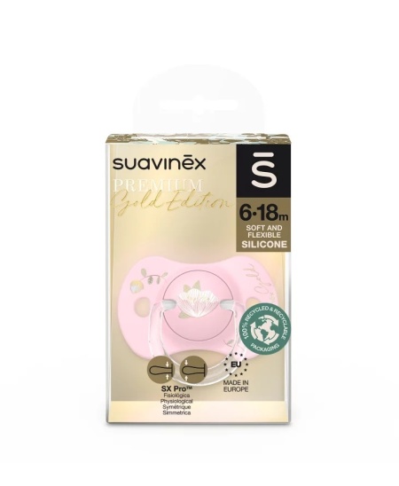 Suzeta fiziologica SX Pro din silicon 6-18 luni Roz Gold Premium - Img 4