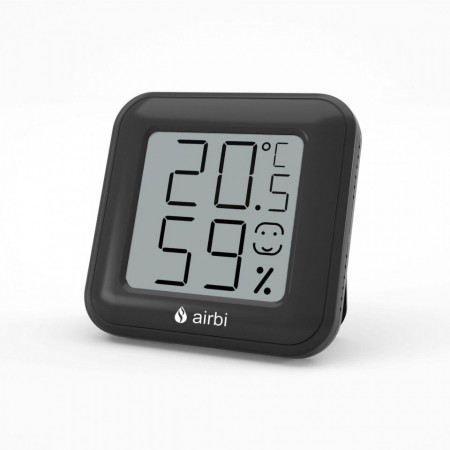 Termometru si higrometru digital de camera, ecran LCD, memorie, suport expandabil cu magnet, negru, AirBi SMILE BI1041 - Img 4