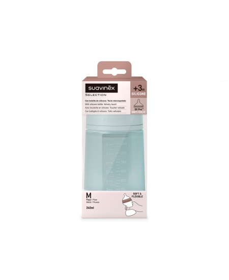 Biberon din silicon, 240ml, Colour Essence SX Pro debit mediu, albastru - Img 2