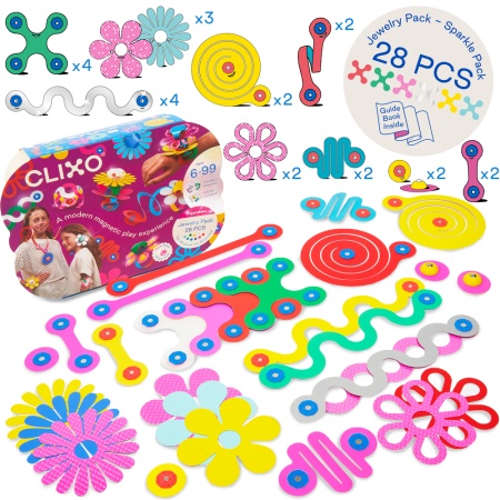 Clixo® joc magnetic de construit - Bijuterii colorate (28 piese) - Img 2