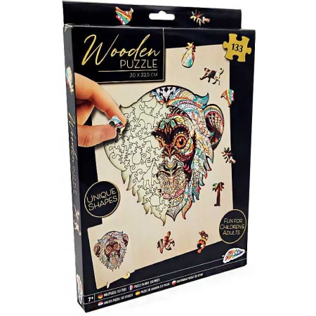 Puzzle Lemn Maimuta, 133 piese, 30x22.5 cm Grafix GR400073 - Img 4